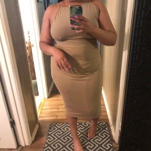 High neck midi dress